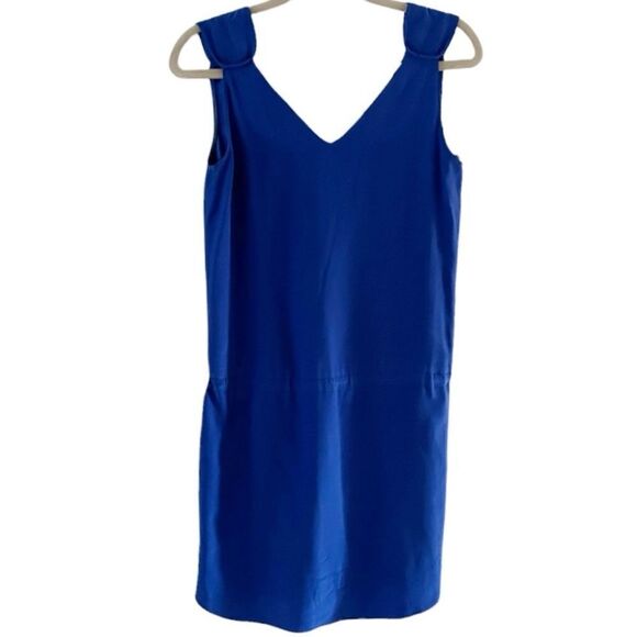 AU Amanda Uprichard Royal Blue 100% Silk Sleeveless Drawstring Waist Mini Dress - Picture 1 of 12